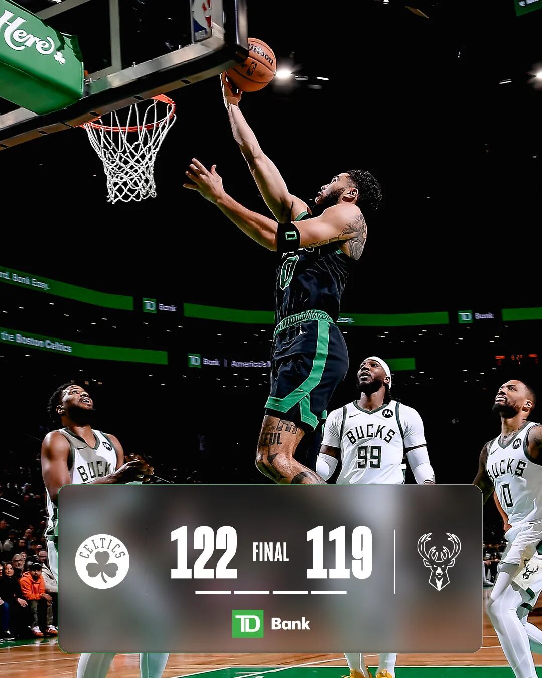 福建队碾压雄鹿，塔图姆高光表现